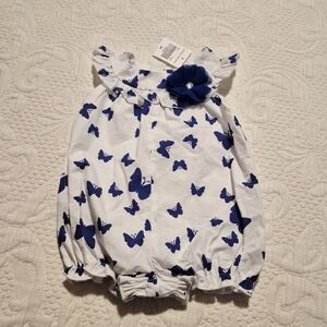 Good Lad girls 3 months white with blue butterfly design flower NWT
